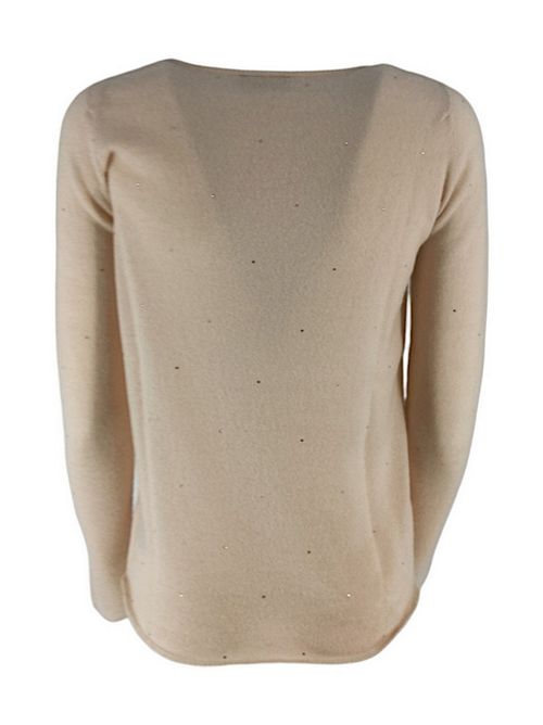 Women's milk crew-neck sweater with sequins Anneclaire | D0322-857206