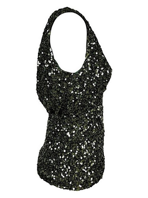 Military green women's top in stretch sequins P.A.R.O.S.H. | D312470-PARIS007