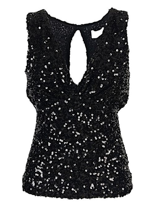 Black women's top in stretch sequins P.A.R.O.S.H. | D312470-PARIS013