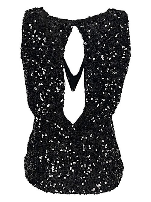 Black women's top in stretch sequins P.A.R.O.S.H. | D312470-PARIS013