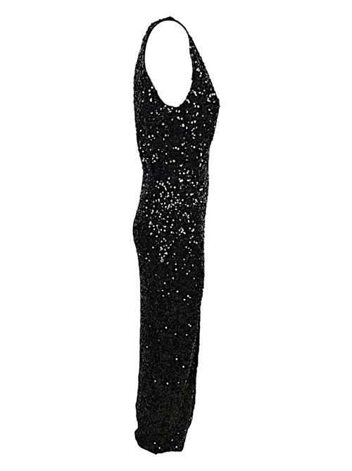 Women's long black stretch sequin dress P.A.R.O.S.H. | D725243-PARIS013