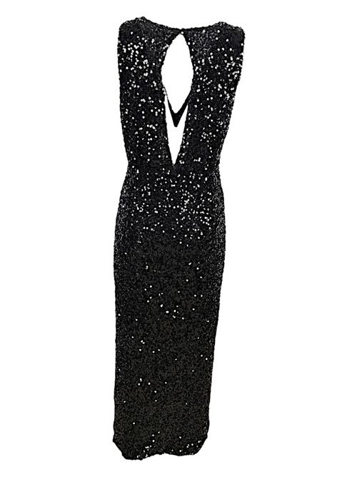 Women's long black stretch sequin dress P.A.R.O.S.H. | D725243-PARIS013