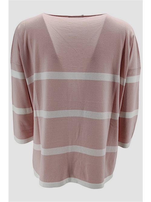 Women's white and pink striped patterned box t-shirt Anneclaire | D0576892