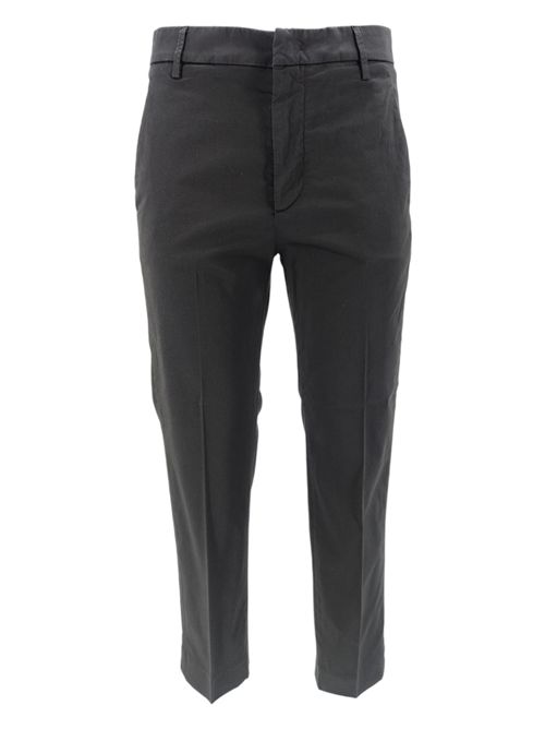 Pantalone donna nima in rasatello di cotone nero Dondup | DP576Z-RSE036D-PTD999