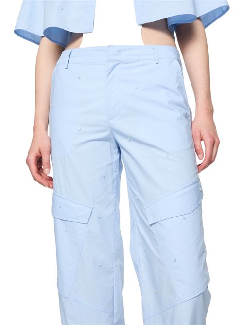 Women's light blue cargo trousers with rhinestones Dondup | DP700-PF0010D-XXXW807