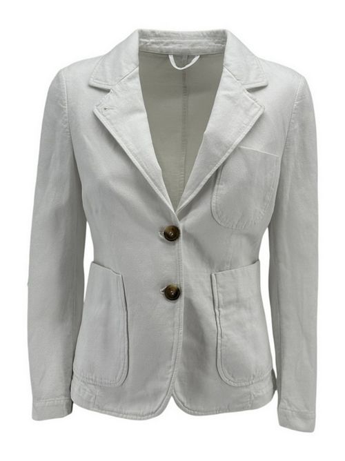 Women's single-breasted white canvas jacket Kiltie | LIN-T3451100