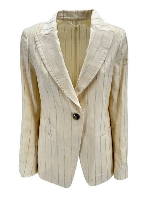 Ivory single-breasted pinstripe women's jacket Kiltie | SOPHIA-T4800119