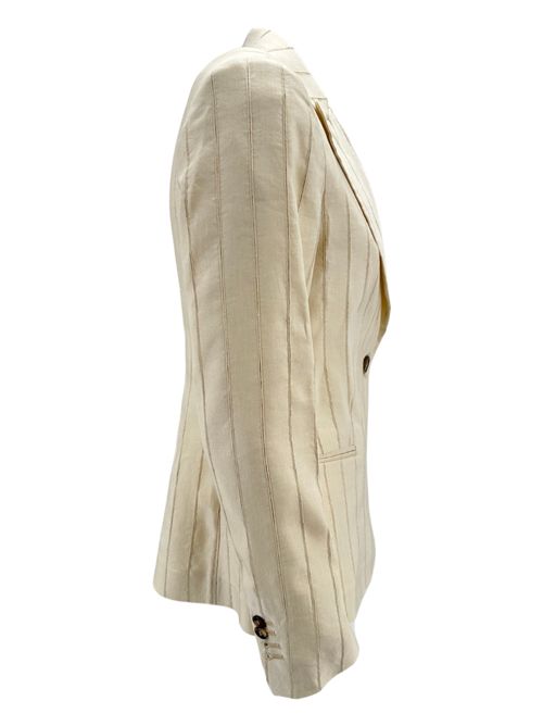 Ivory single-breasted pinstripe women's jacket Kiltie | SOPHIA-T4800119