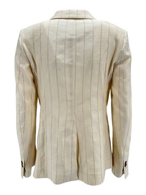 Ivory single-breasted pinstripe women's jacket Kiltie | SOPHIA-T4800119