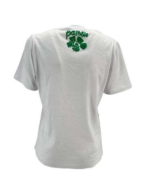 t-shirt donna con scritta in paillettes bianco e verde P.A.R.O.S.H. | COMEON-D110650868