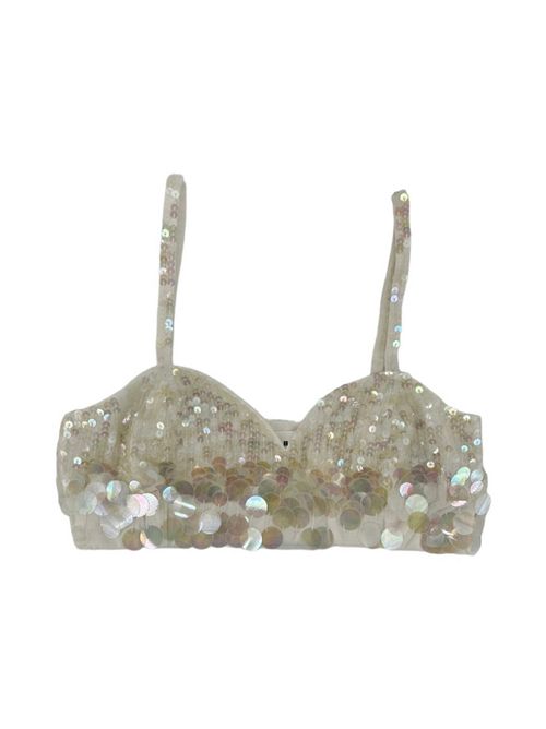 Ivory women's bandeau bra with applied sequins P.A.R.O.S.H. | D311579-GIGI002