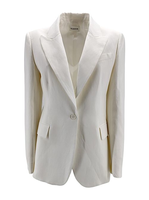 White single-breasted women's blazer in linen and viscose P.A.R.O.S.H. | D420267-RAISA002