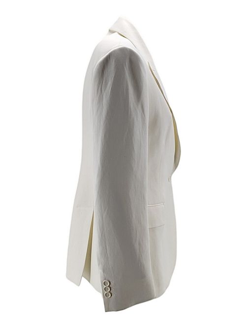 White single-breasted women's blazer in linen and viscose P.A.R.O.S.H. | D420267-RAISA002