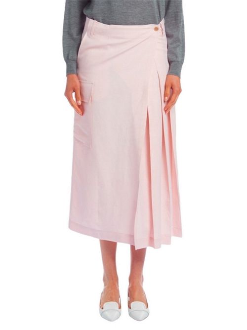 Pink women's skirt in linen and viscose P.A.R.O.S.H. | D621098-RAISA085