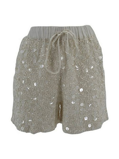 Ivory women's shorts with sequin applications P.A.R.O.S.H. | GALASSIA-D210552001