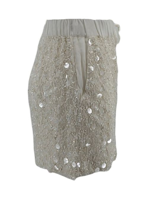 Ivory women's shorts with sequin applications P.A.R.O.S.H. | GALASSIA-D210552001