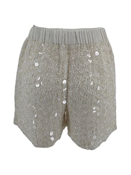 Ivory women's shorts with sequin applications P.A.R.O.S.H. | GALASSIA-D210552001