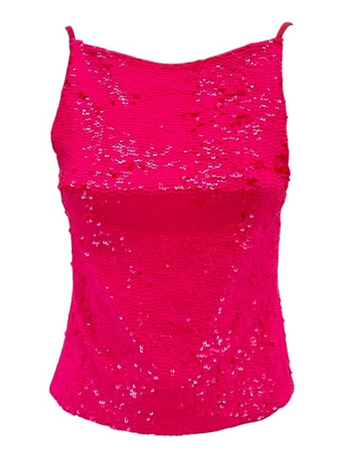 Fuchsia women's top with bare back and sequin applications P.A.R.O.S.H. | GARBO-D300810102