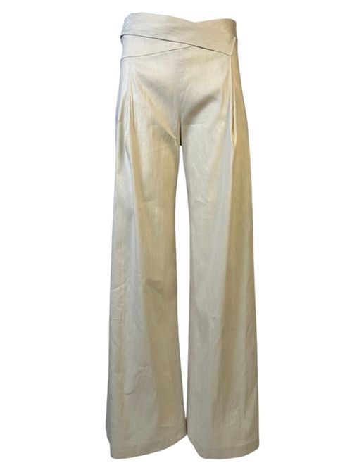 Pantalone donna a palazzo sabbia in lino stretch D.EXTERIOR | 607233