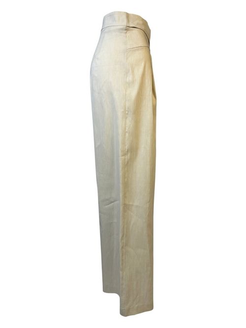 Pantalone donna a palazzo sabbia in lino stretch D.EXTERIOR | 607233