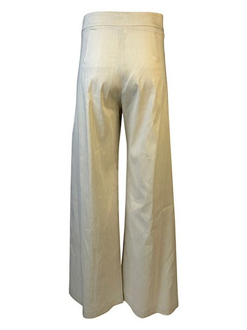 Pantalone donna a palazzo sabbia in lino stretch D.EXTERIOR | 607233