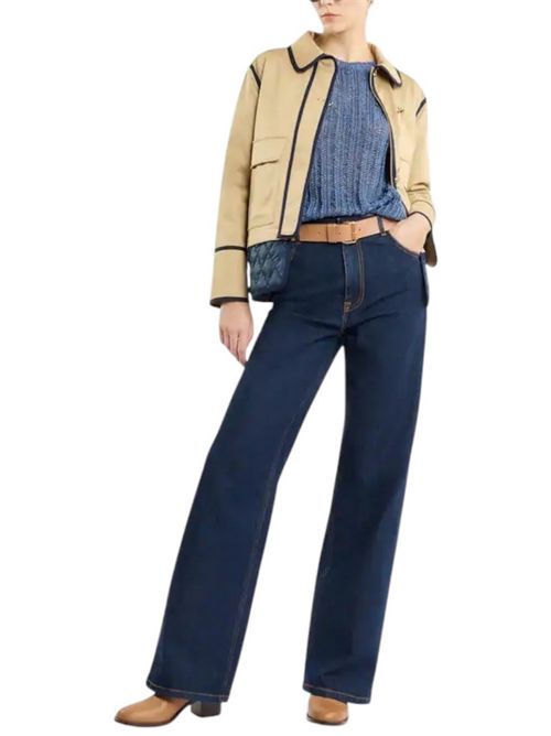 Caban donna in Gabardine Stretch beige e blu Fay | NAW1250315SWXZ0629