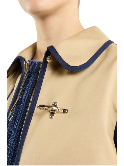 Caban donna in Gabardine Stretch beige e blu Fay | NAW1250315SWXZ0629