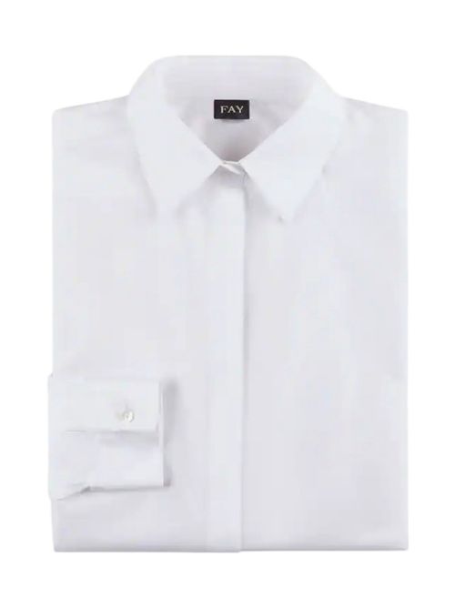 Camicia donna Slim in Popeline Stretch bianco Fay | NCWA150565S0RMB001