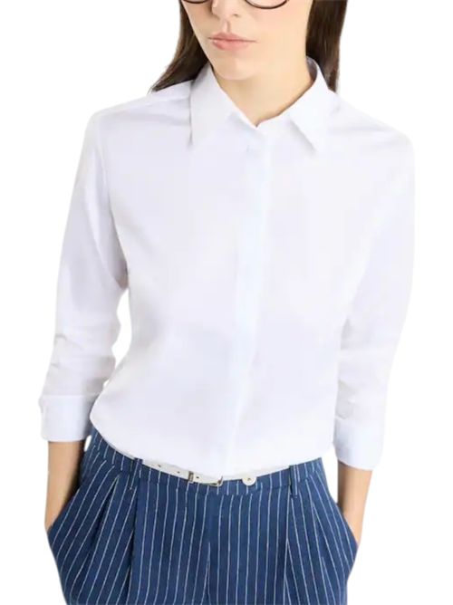 Camicia donna Slim in Popeline Stretch bianco Fay | NCWA150565S0RMB001