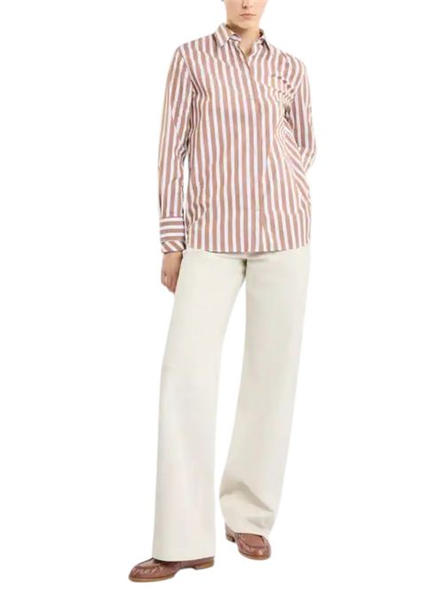 Camicia donna a Righe bianco e marrone Fay | NCWA150568SXBHS003