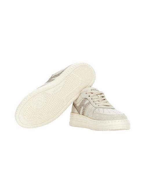 Sneakers donna H630 Avorio e Oro Hogan | HXW6300FG50U4J0CAS