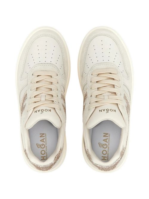 Sneakers donna H630 Avorio e Oro Hogan | HXW6300FG50U4J0CAS