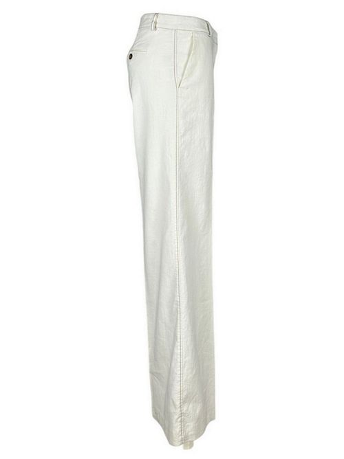 pantalone donna largo in denim di lino bianco Kiltie | ANDREA-T4954110