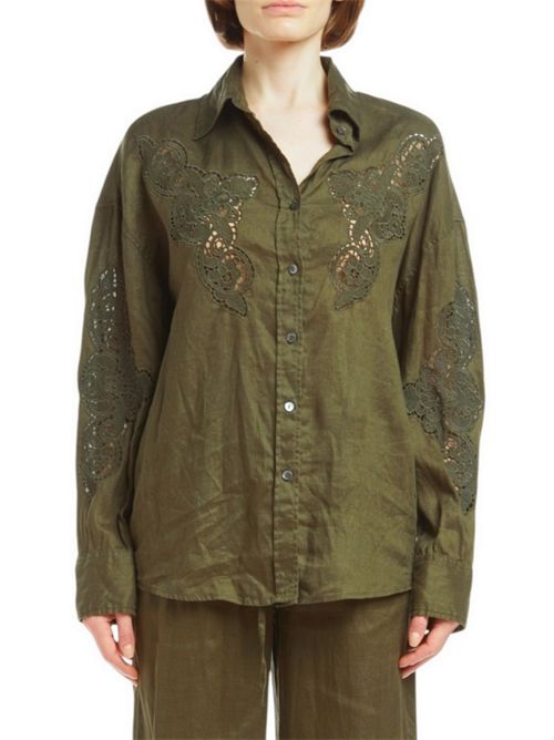 camicia donna in lino ricamato militare P.A.R.O.S.H. | D380626-BEACH007