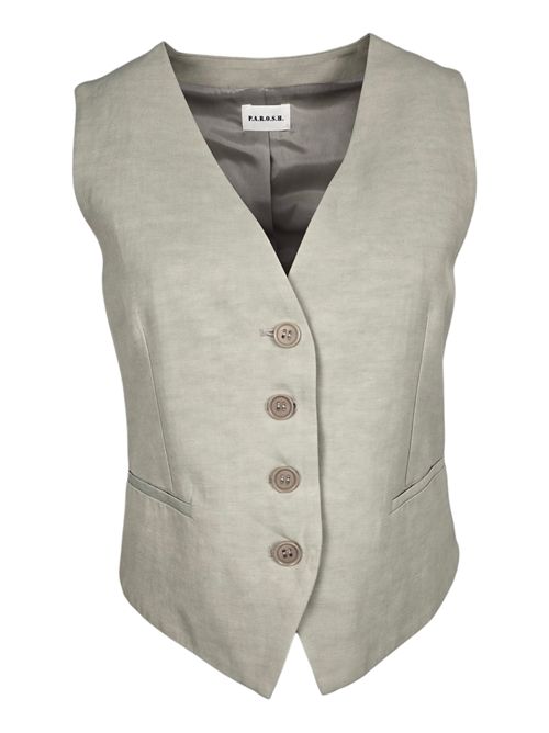 gilet donna in lino e viscosa beige P.A.R.O.S.H. | D410028-RAISA25038