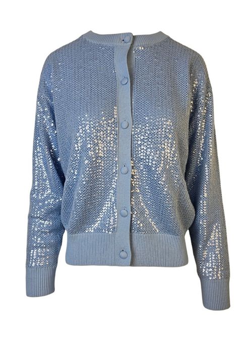 cardigan donna azzurro in cotone e paillettes P.A.R.O.S.H. | D520786-COBALTO078