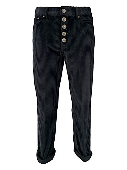 women's trousers koons in black velvet Dondup | DP268-VS0031Y999