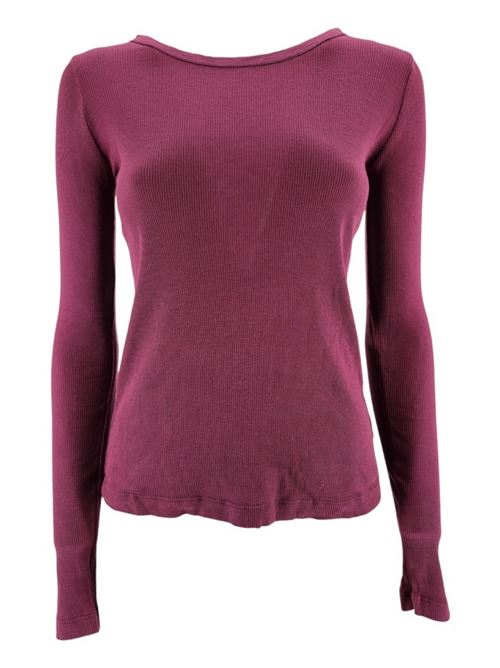 t-shirt donna a costine bordeaux Velvet | BAYLER05MERLOT